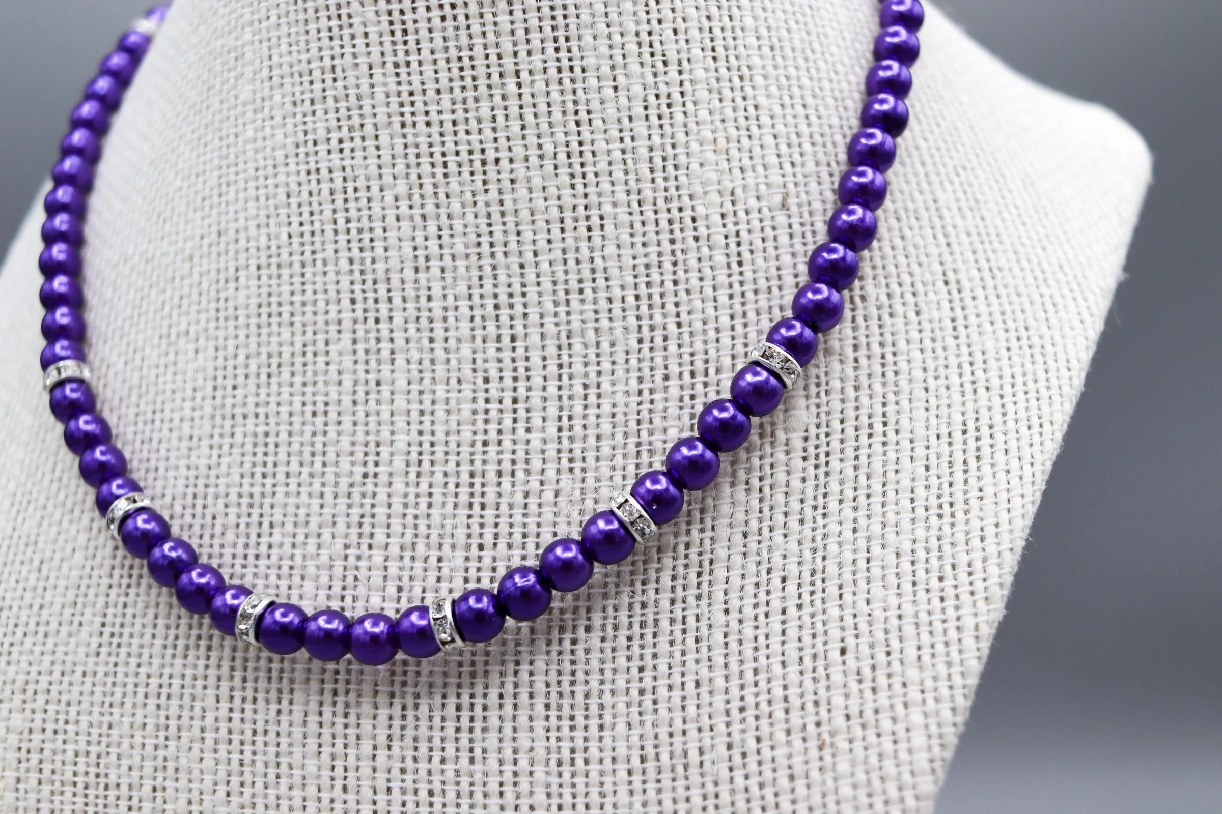 MTO | Necklace | Dainty Faux Pearl | Aubergine
