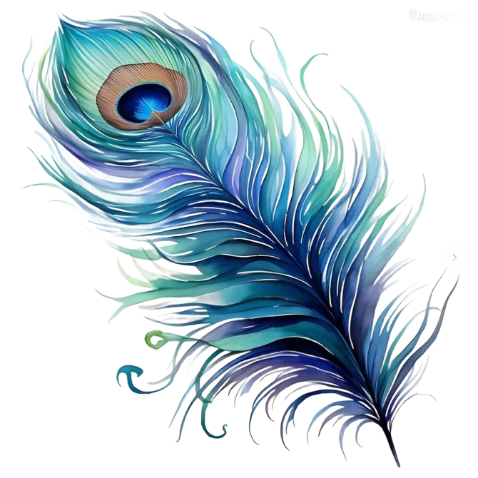 Mystic Blue and Purple Peacock Feather PNG and SVG File AI Created One of a Kind Digital Download diy Printable Craft Supply for Any Project