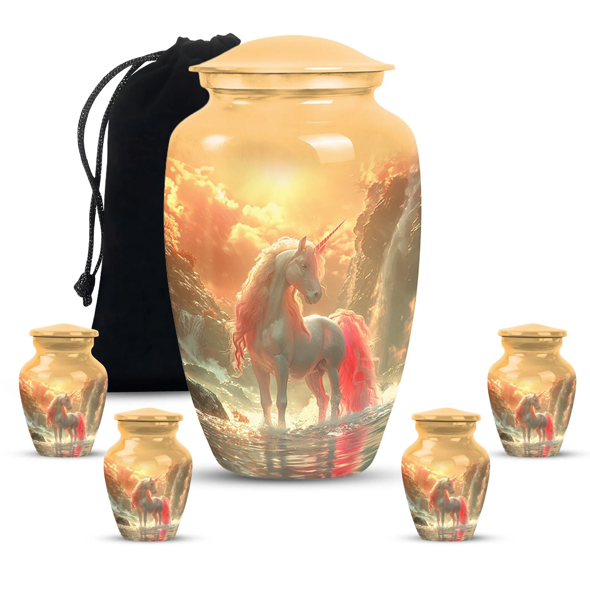 Mystical Dawn Unicorn - Unicorn Urn Memorial, Funeral Shape Urn