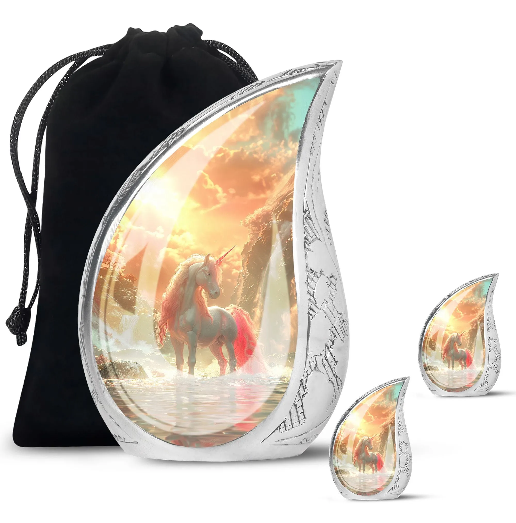Mystical Dawn Unicorn - Unicorn Urn Memorial, Funeral Shape Urn