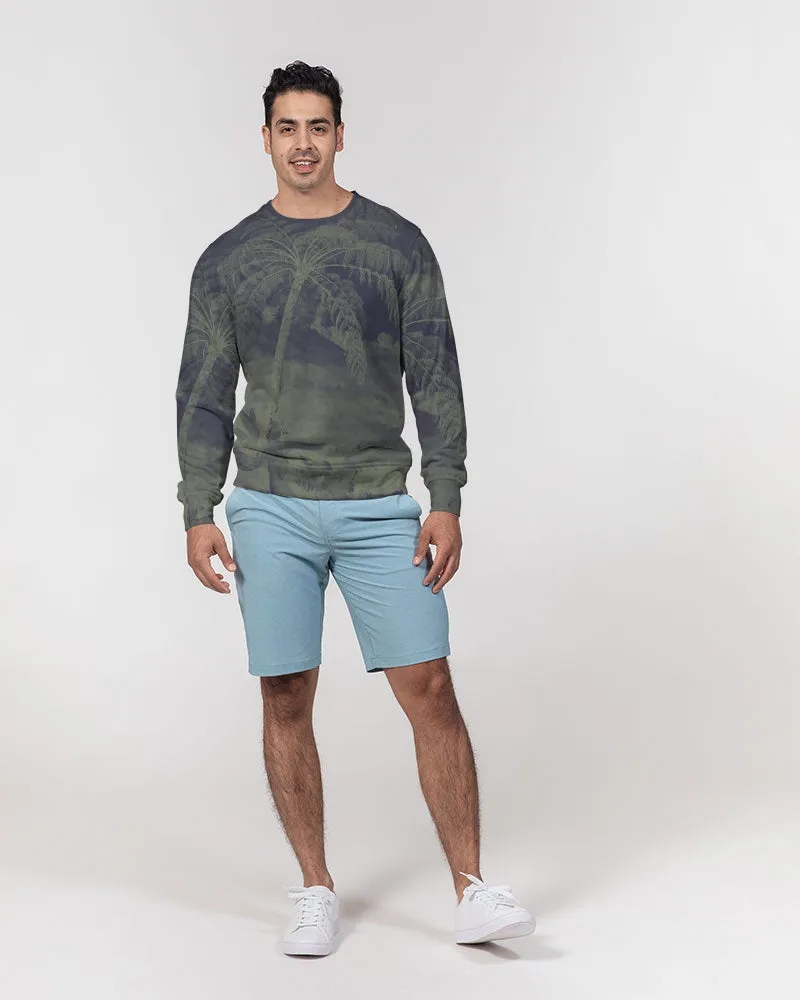 Navy Palm Breeze Crewneck Pullover Sweatshirt Sweater