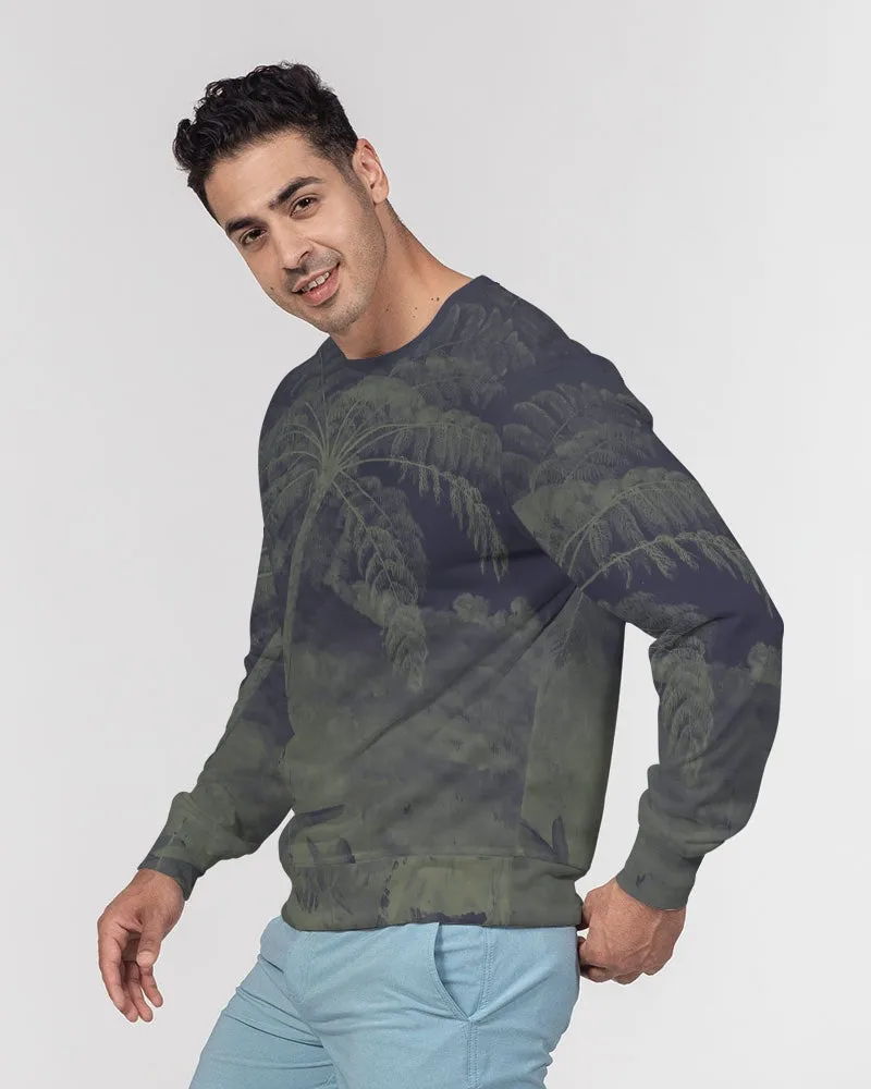 Navy Palm Breeze Crewneck Pullover Sweatshirt Sweater