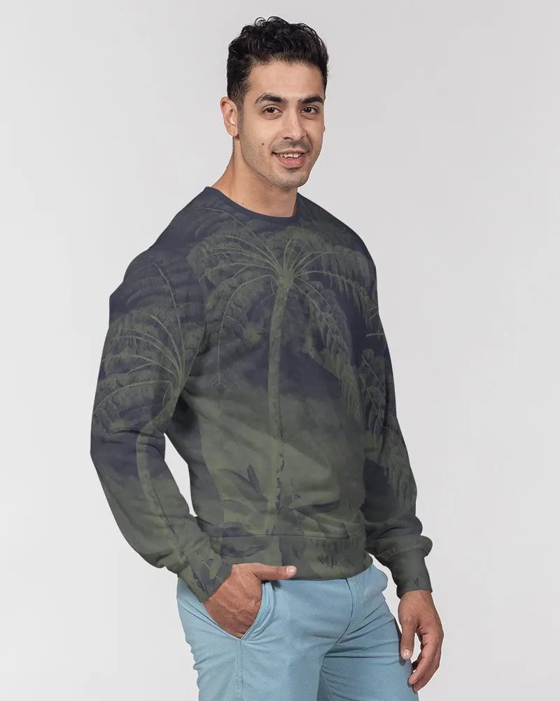 Navy Palm Breeze Crewneck Pullover Sweatshirt Sweater