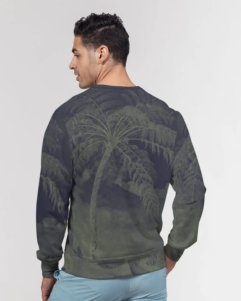 Navy Palm Breeze Crewneck Pullover Sweatshirt Sweater