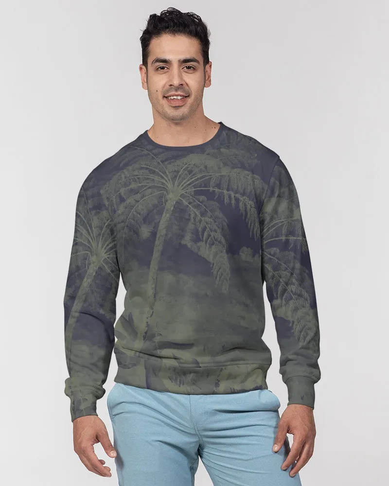 Navy Palm Breeze Crewneck Pullover Sweatshirt Sweater