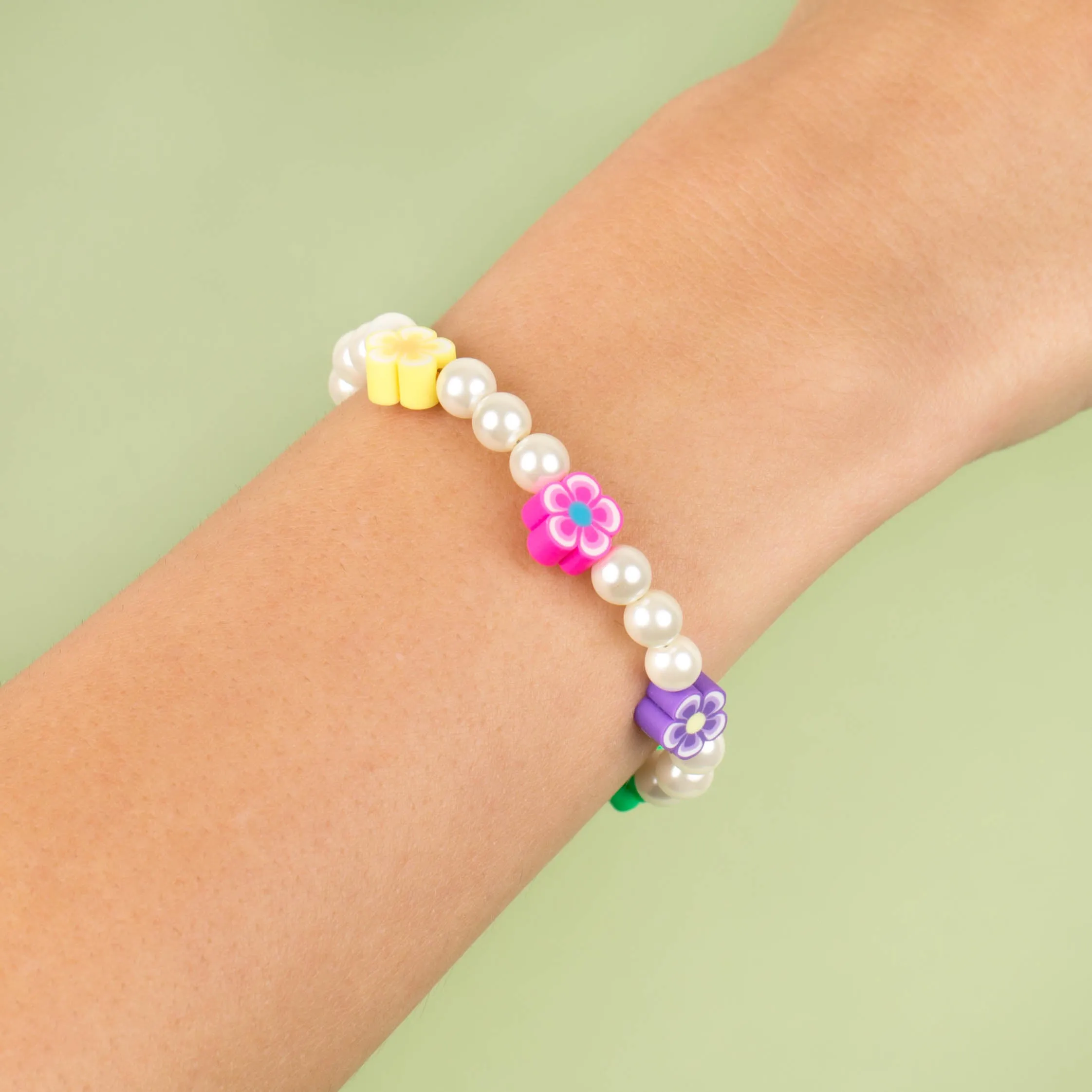 Neon Color Flower Pearl Bracelet