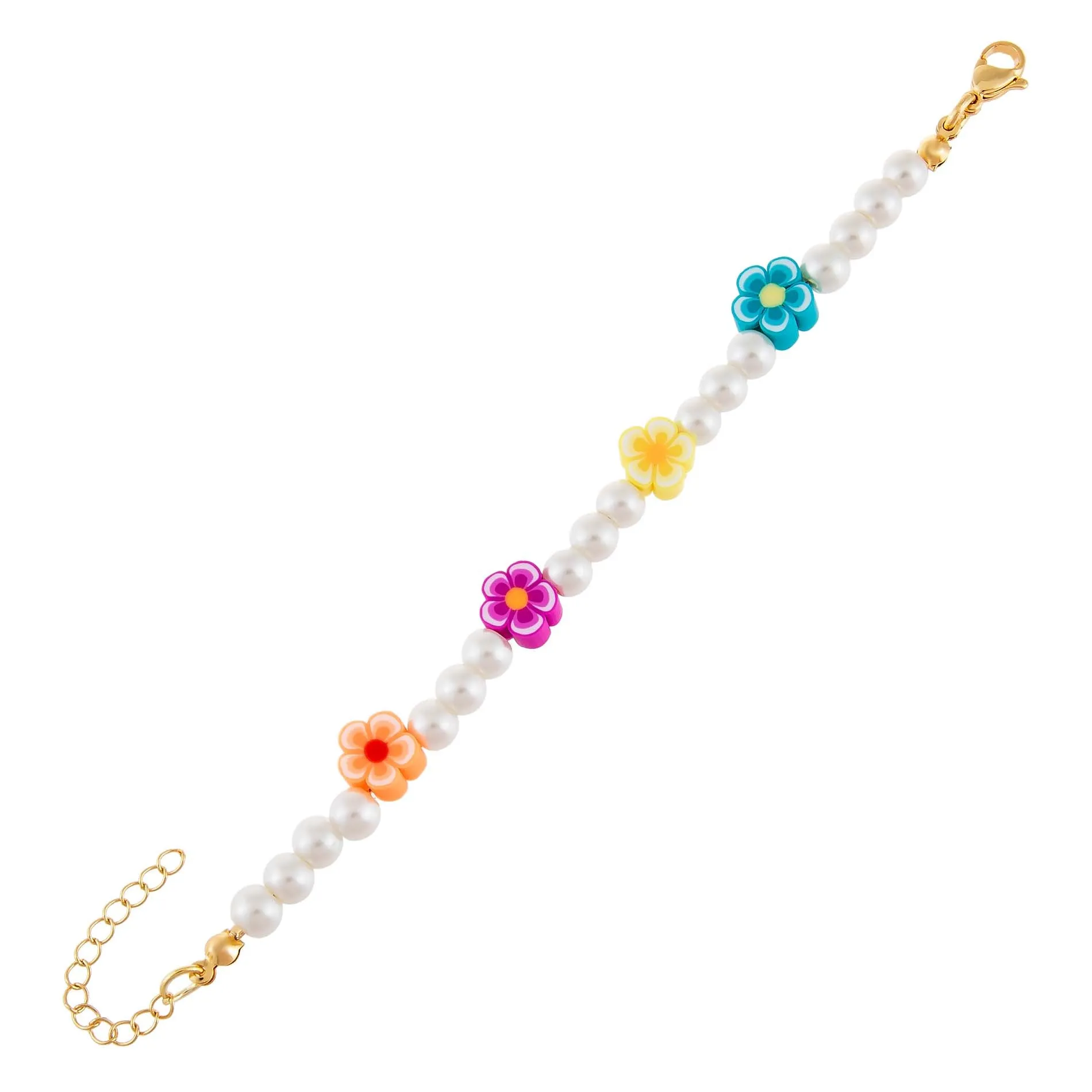 Neon Color Flower Pearl Bracelet