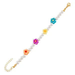 Neon Color Flower Pearl Bracelet