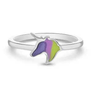 Neon Unicorn Size 3-5 Baby / Toddler / Kids Ring Enamel - Sterling Silver