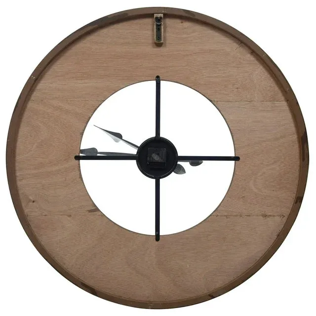 NEW LARGE Nielsen Bainbridge Rustic Reclaimed Wood and Metal 33 in. Wall Clock, Retails $158 