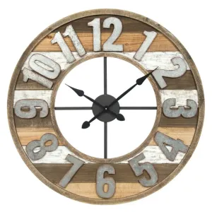 NEW LARGE Nielsen Bainbridge Rustic Reclaimed Wood and Metal 33 in. Wall Clock, Retails $158 