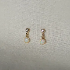 Opal & CZ Droplet Stud Earrings