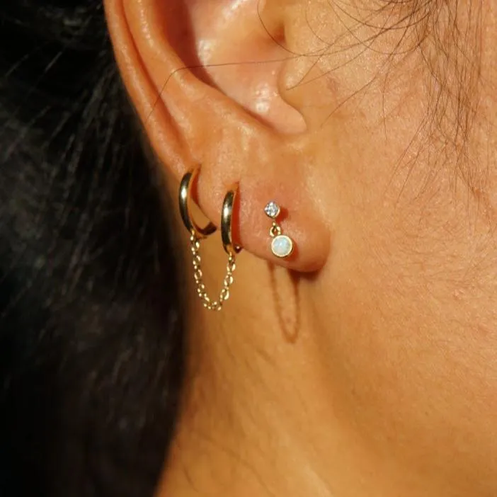 Opal & CZ Droplet Stud Earrings
