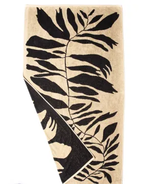 Palm Branch Natural   Black Towel