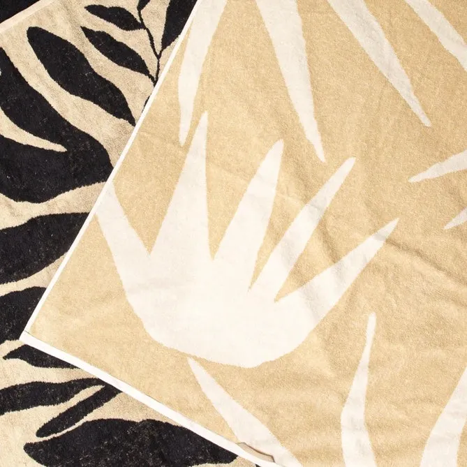 Palm Branch Natural   Black Towel