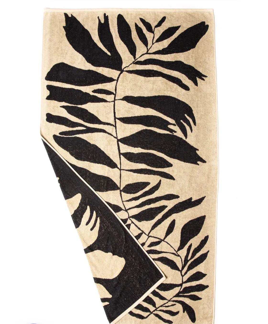 Palm Branch Natural   Black Towel