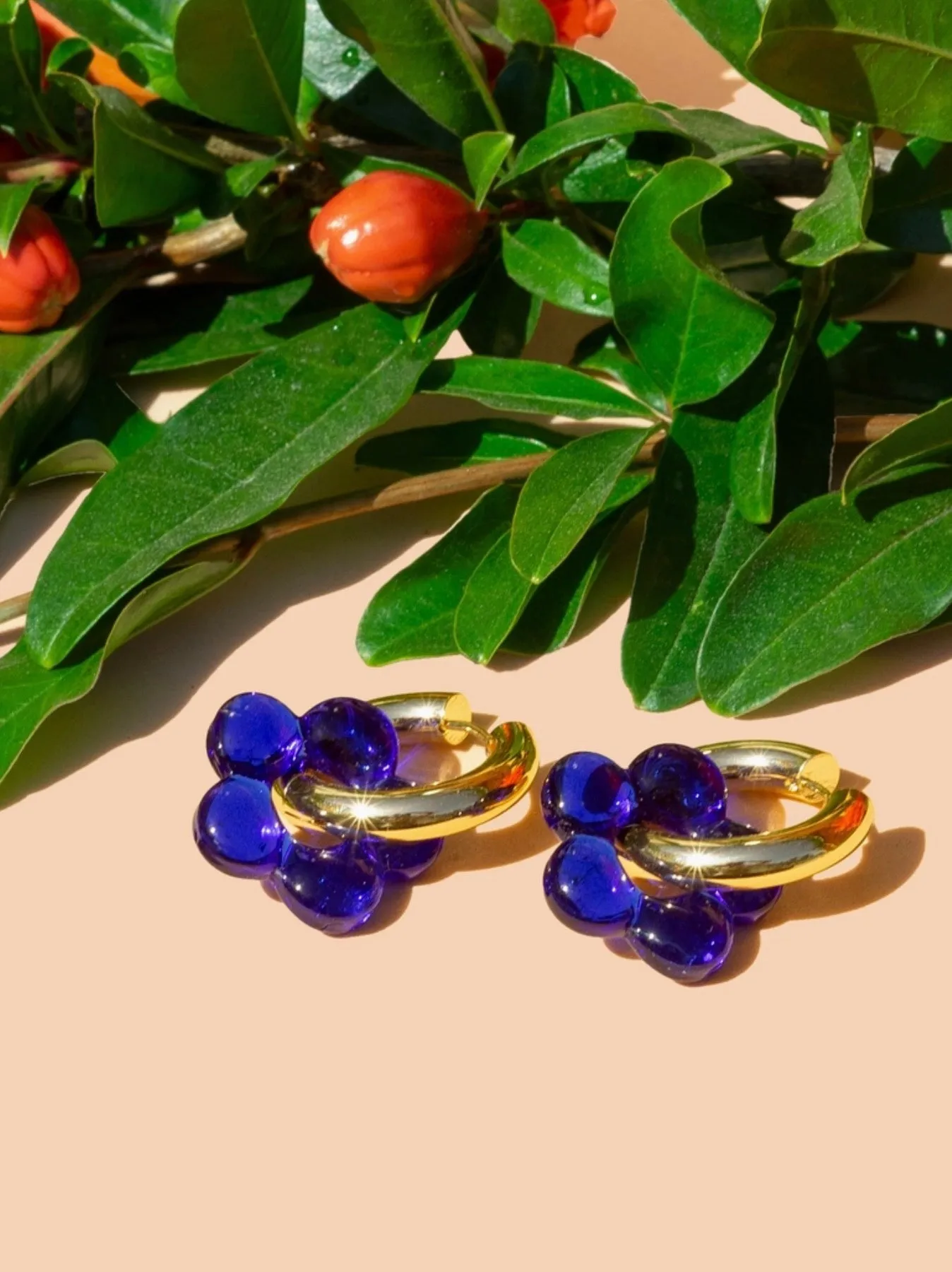 Paradise Glass Flower Hoops - Two Colors