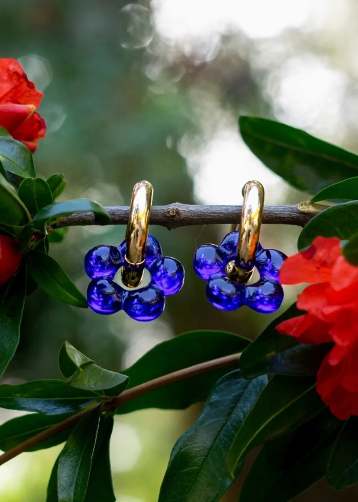 Paradise Glass Flower Hoops - Two Colors
