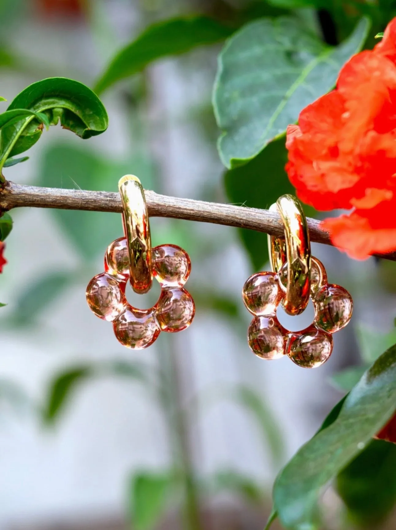 Paradise Glass Flower Hoops - Two Colors