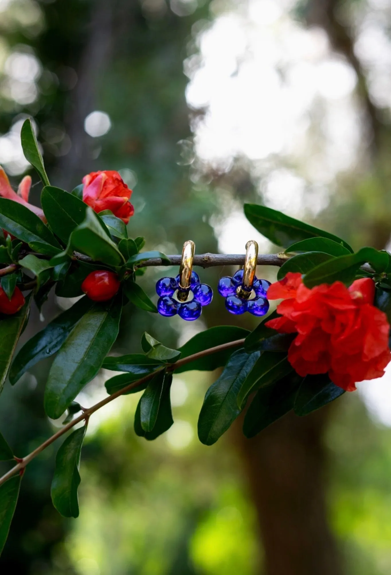 Paradise Glass Flower Hoops - Two Colors