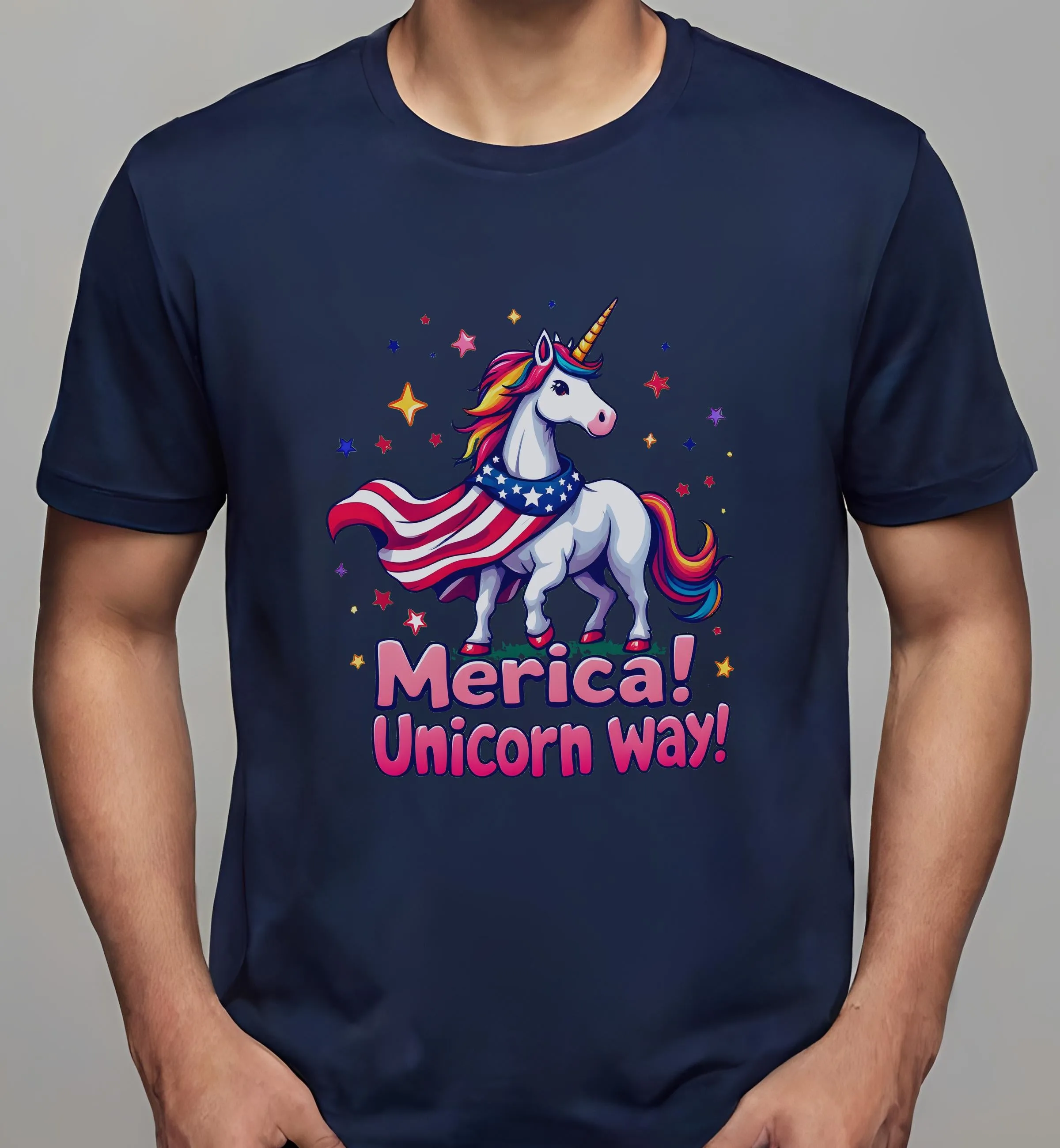 Patriotic Unicorn with Rainbow Mane | Classic T-Shirt (Unisex)