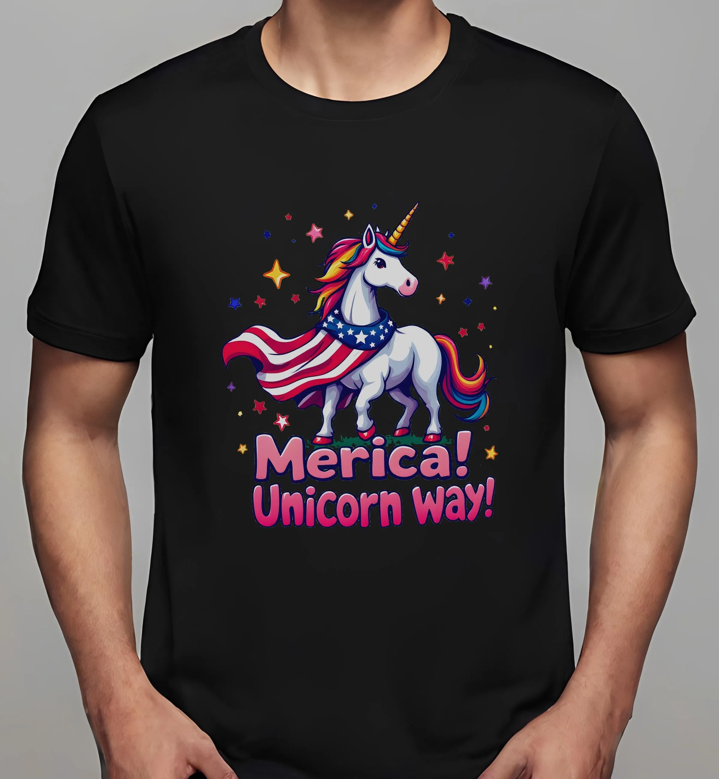 Patriotic Unicorn with Rainbow Mane | Classic T-Shirt (Unisex)
