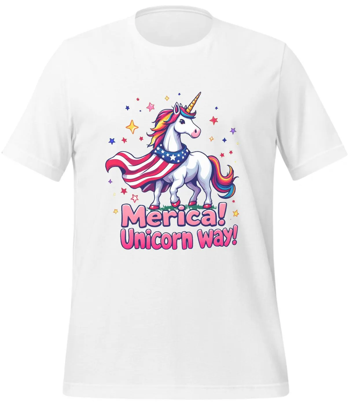 Patriotic Unicorn with Rainbow Mane | Classic T-Shirt (Unisex)