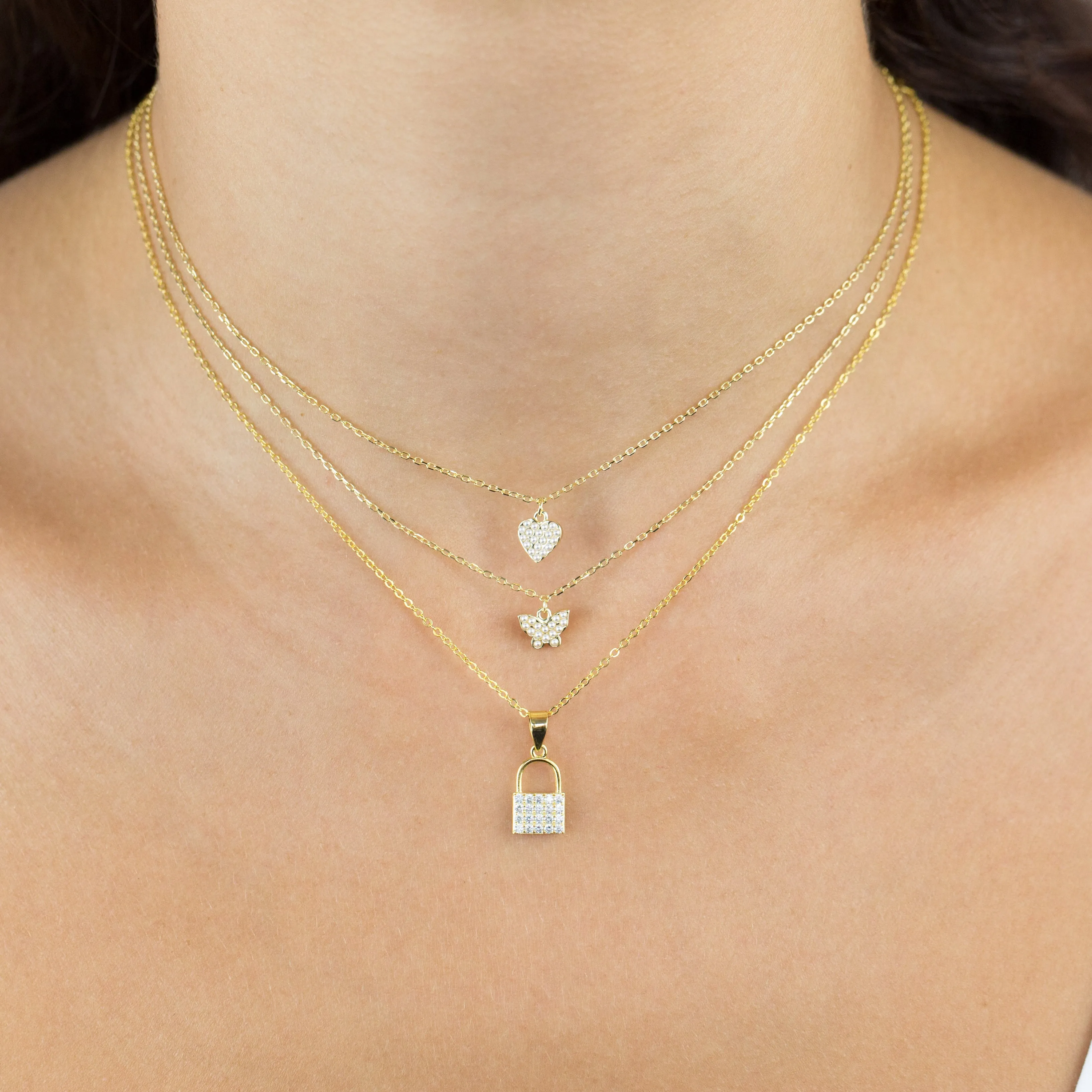 Pavé Tiny Lock Necklace