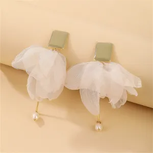 Pearl & Enamel Mesh 18K Gold-Plated Drop Earrings