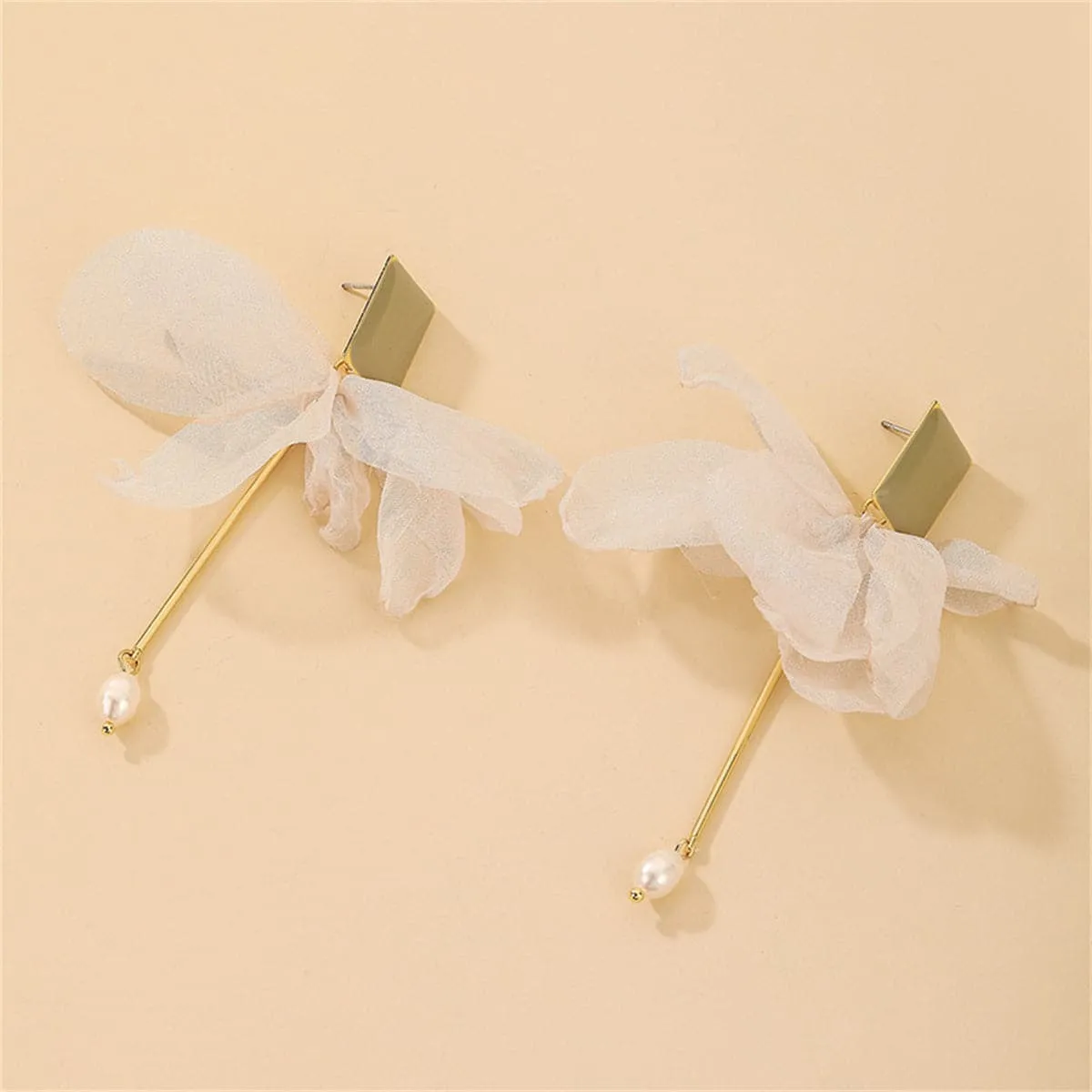Pearl & Enamel Mesh 18K Gold-Plated Drop Earrings
