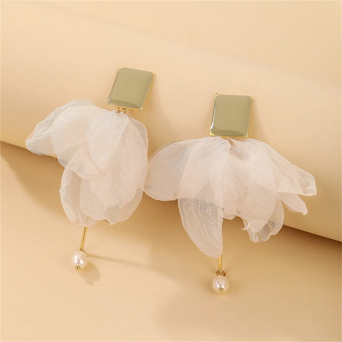 Pearl & Enamel Mesh 18K Gold-Plated Drop Earrings