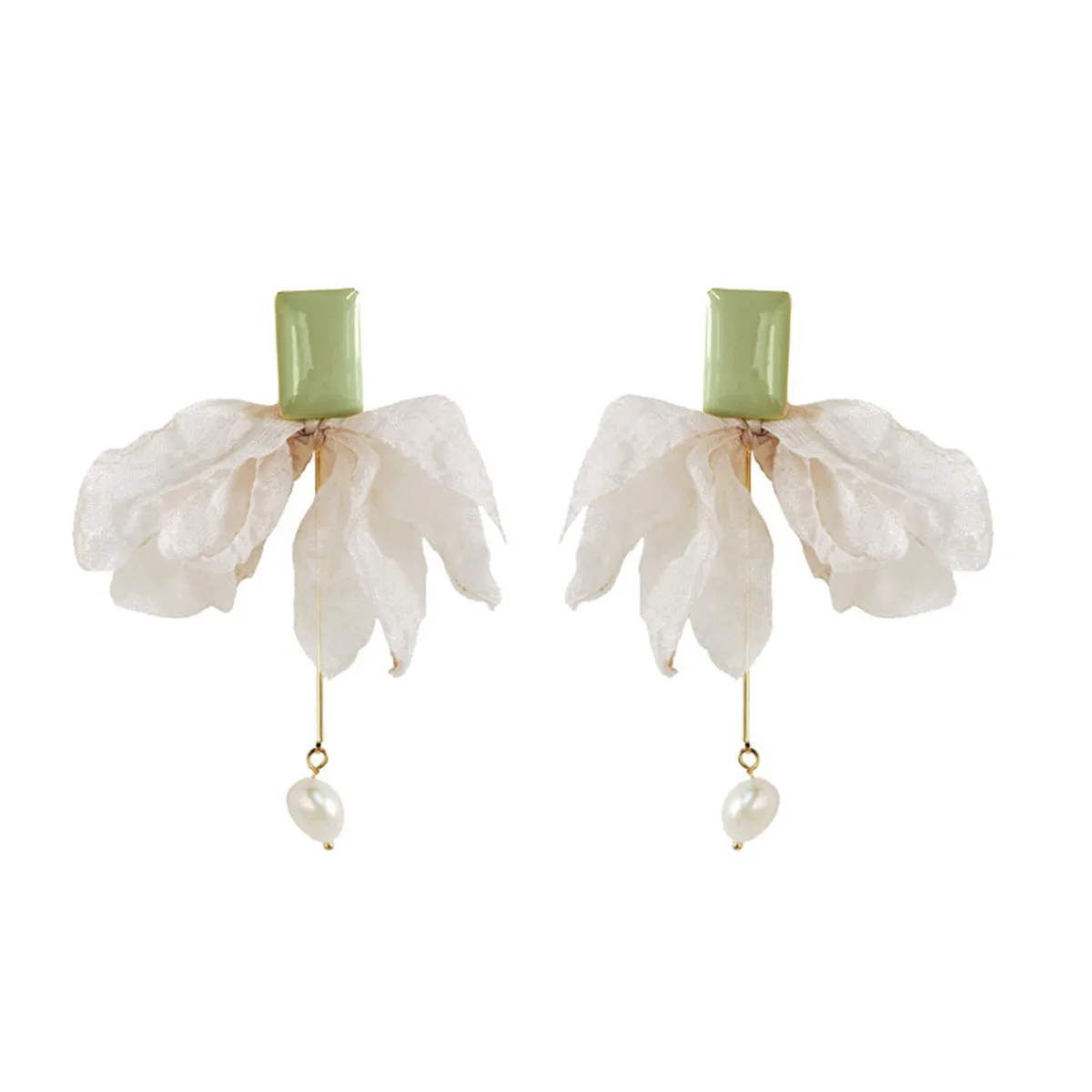 Pearl & Enamel Mesh 18K Gold-Plated Drop Earrings