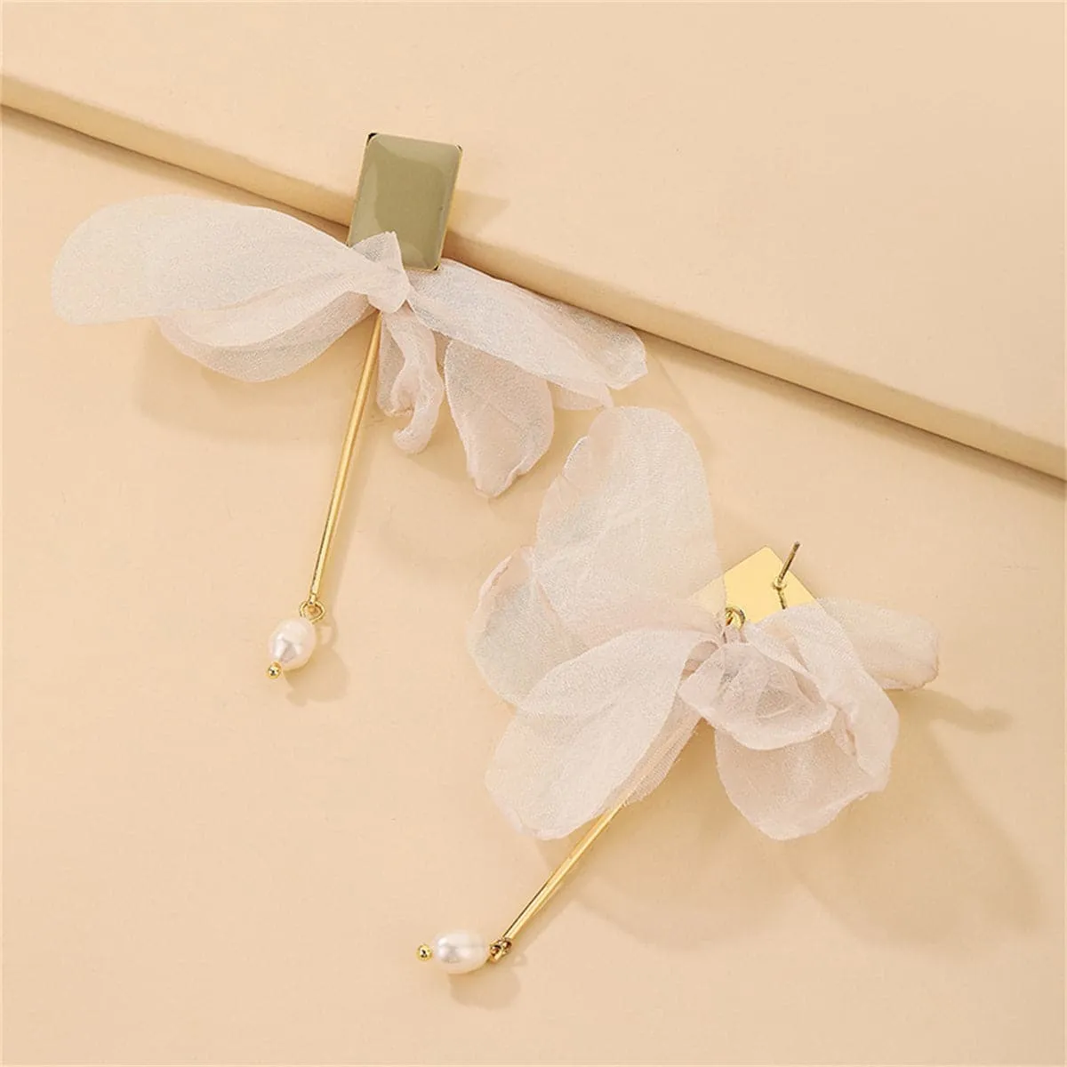 Pearl & Enamel Mesh 18K Gold-Plated Drop Earrings