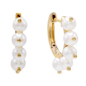 Pearl Dangle Huggie Earring 14K