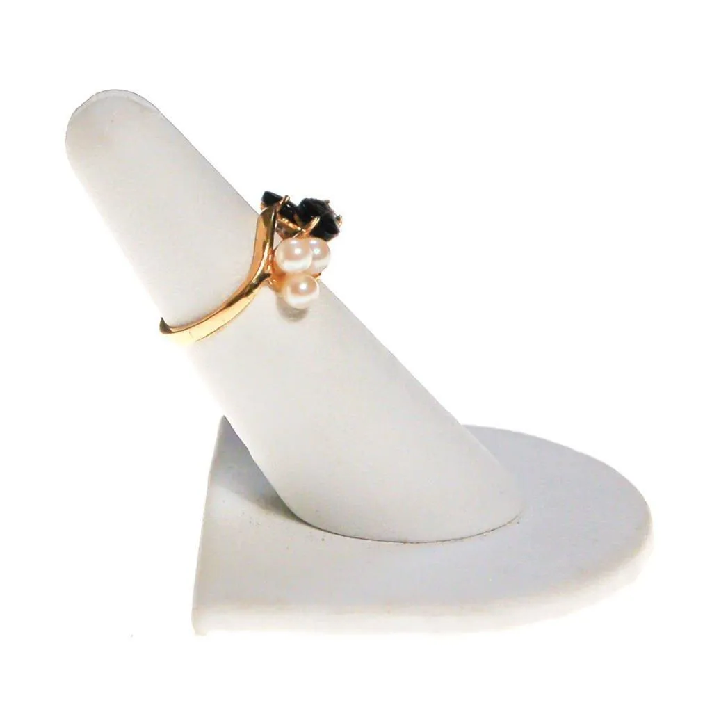 Pearl Flower and Black Onyx Leaves Ring