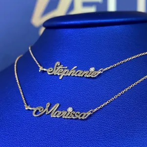 Personalized Mini Cursive Name Pendant with Genuine Diamond