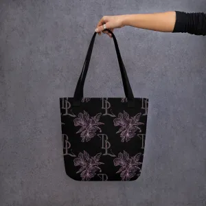 Pink Bibiscus Black Tote bag