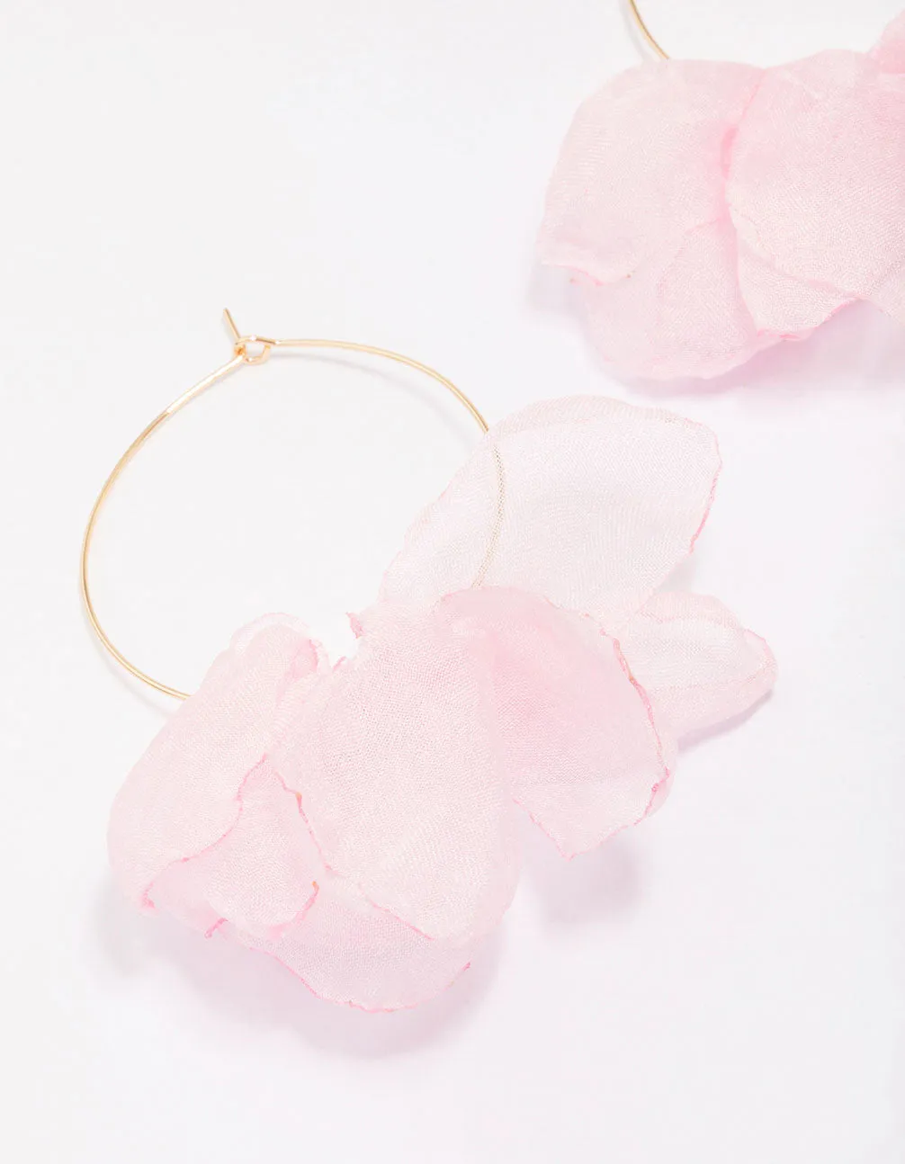 Pink Fabric Petal Hoop Earrings