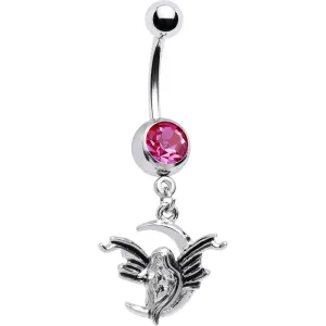 Pink Gem Half Moon Fairy Belly Ring