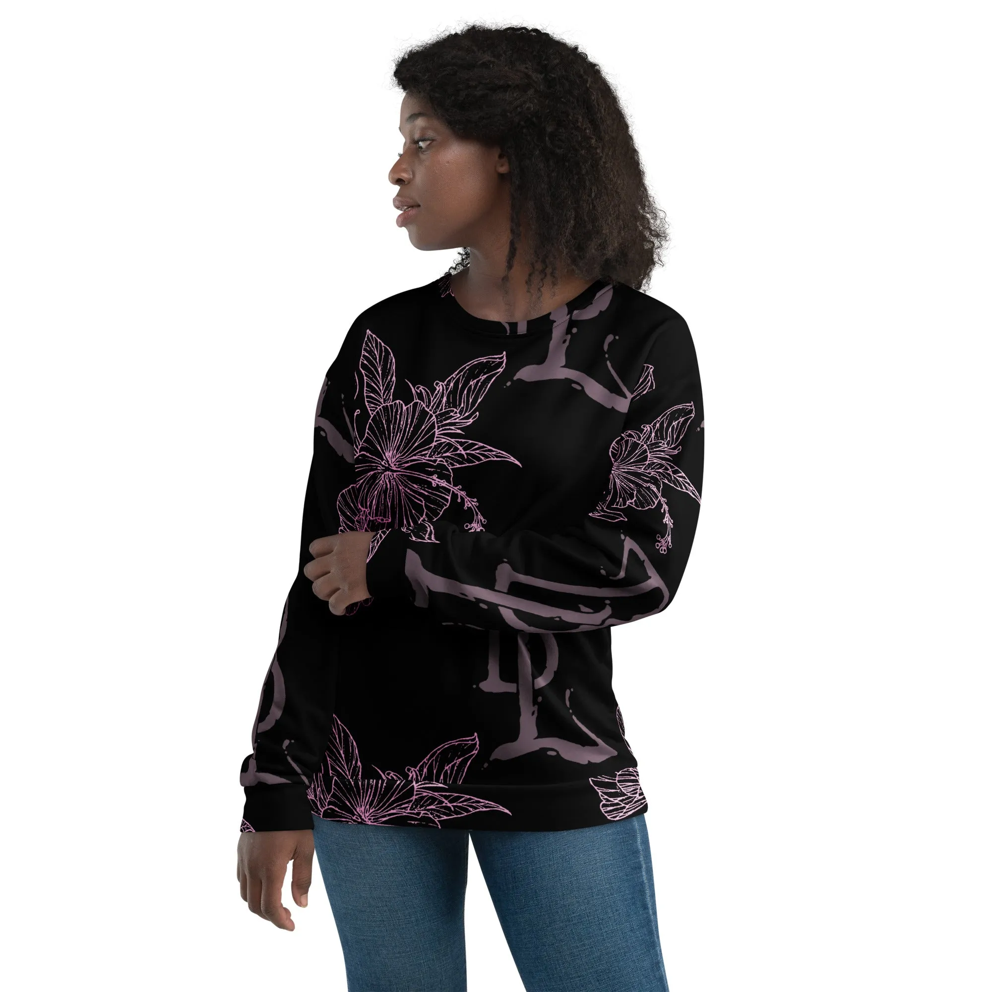 Pink Hibiscus Dark Unisex Sweatshirt