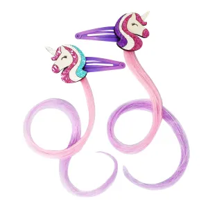 Pink Poppy - Unicorn Hair Clips with Hair Extension - (Pack Size: 6)