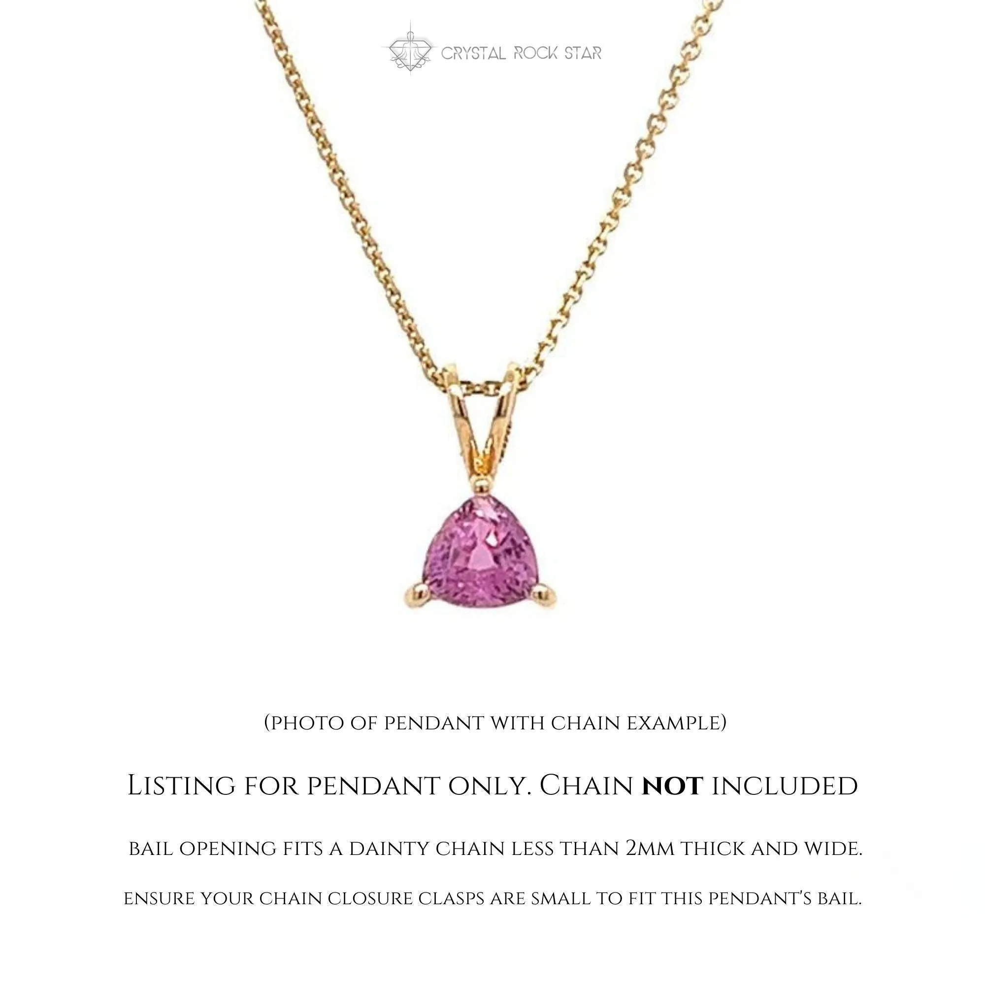 Pink Sapphire 14K Gold Trillion Pendant Tiny Charm