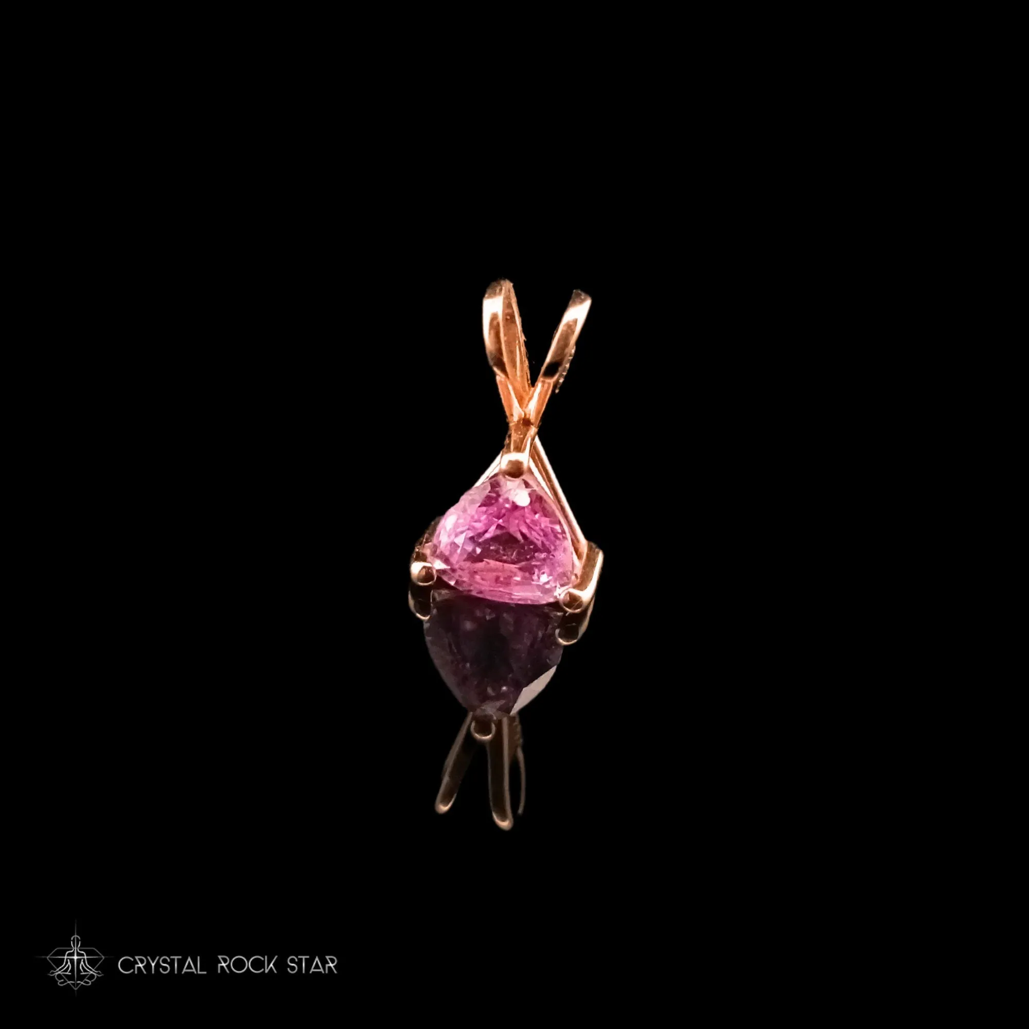 Pink Sapphire 14K Gold Trillion Pendant Tiny Charm