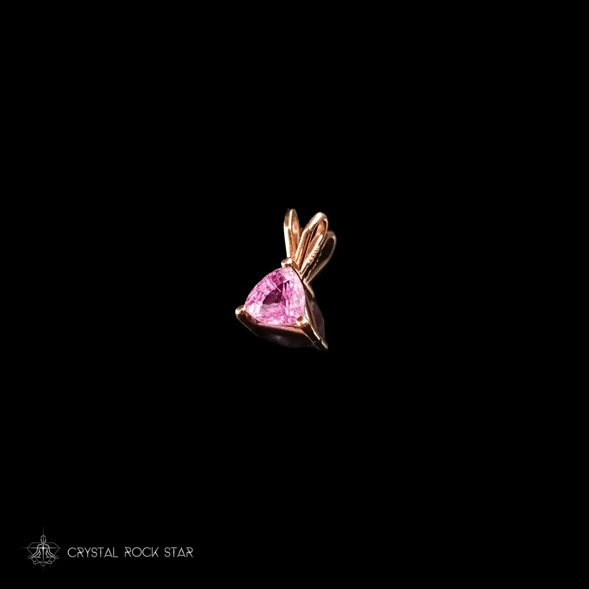 Pink Sapphire 14K Gold Trillion Pendant Tiny Charm
