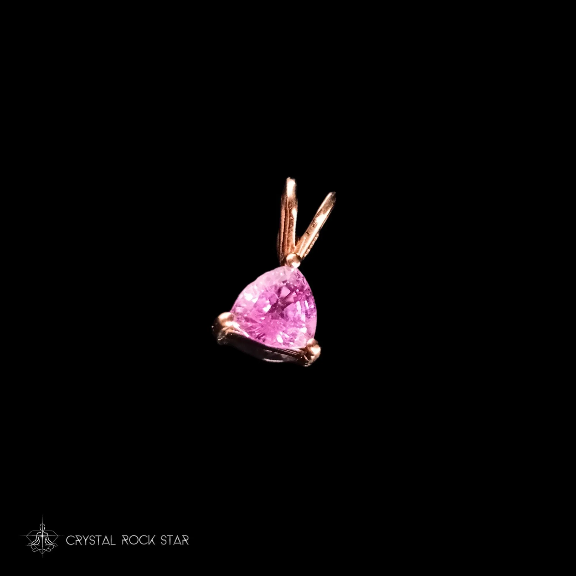 Pink Sapphire 14K Gold Trillion Pendant Tiny Charm