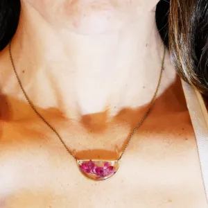 Pressed Coral Bells Half Moon Necklace