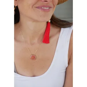 Red Fleabane hexagon necklace