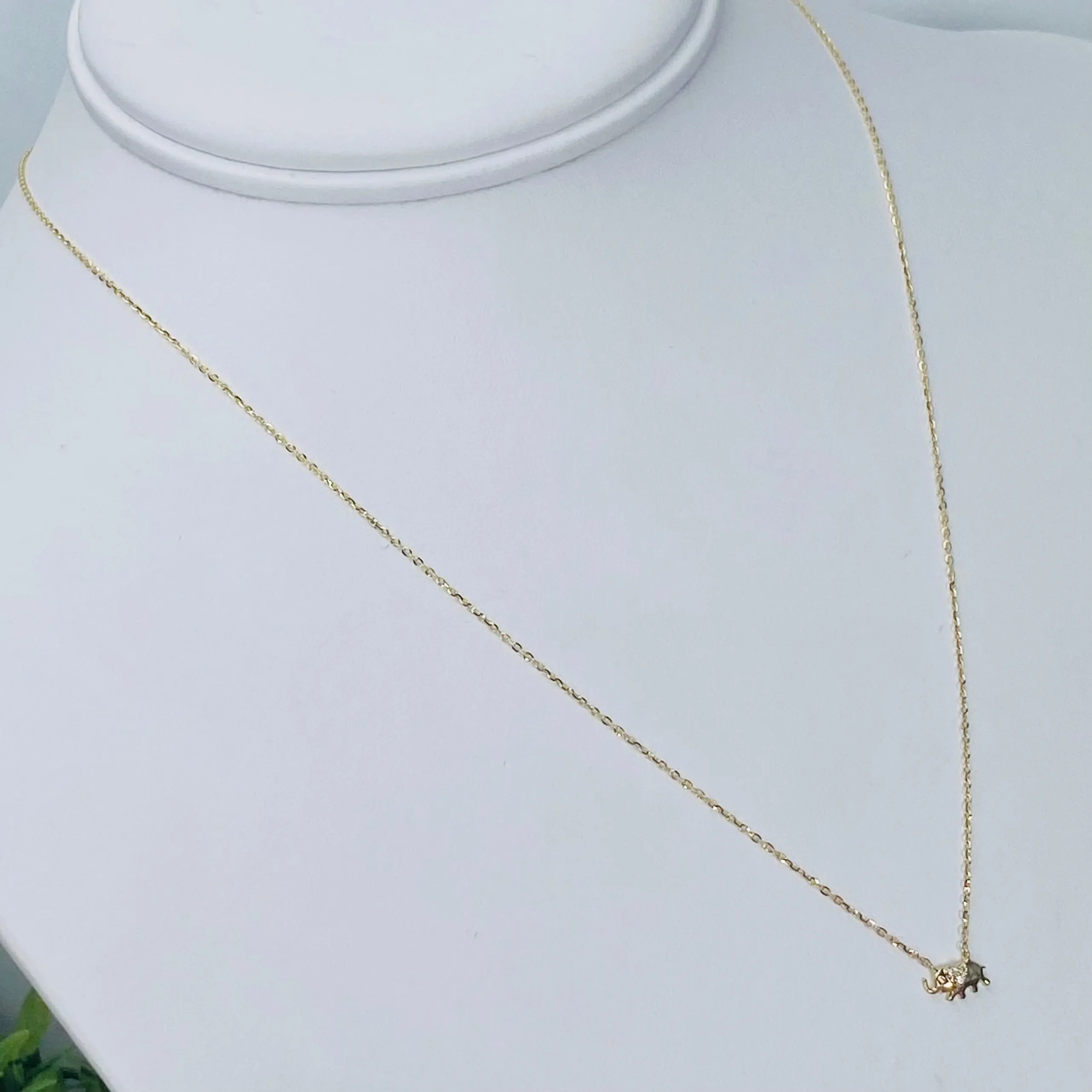 RESERVED: Dainty diamond Elephant necklace in yellow gold