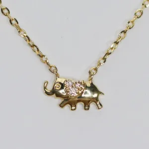 RESERVED: Dainty diamond Elephant necklace in yellow gold
