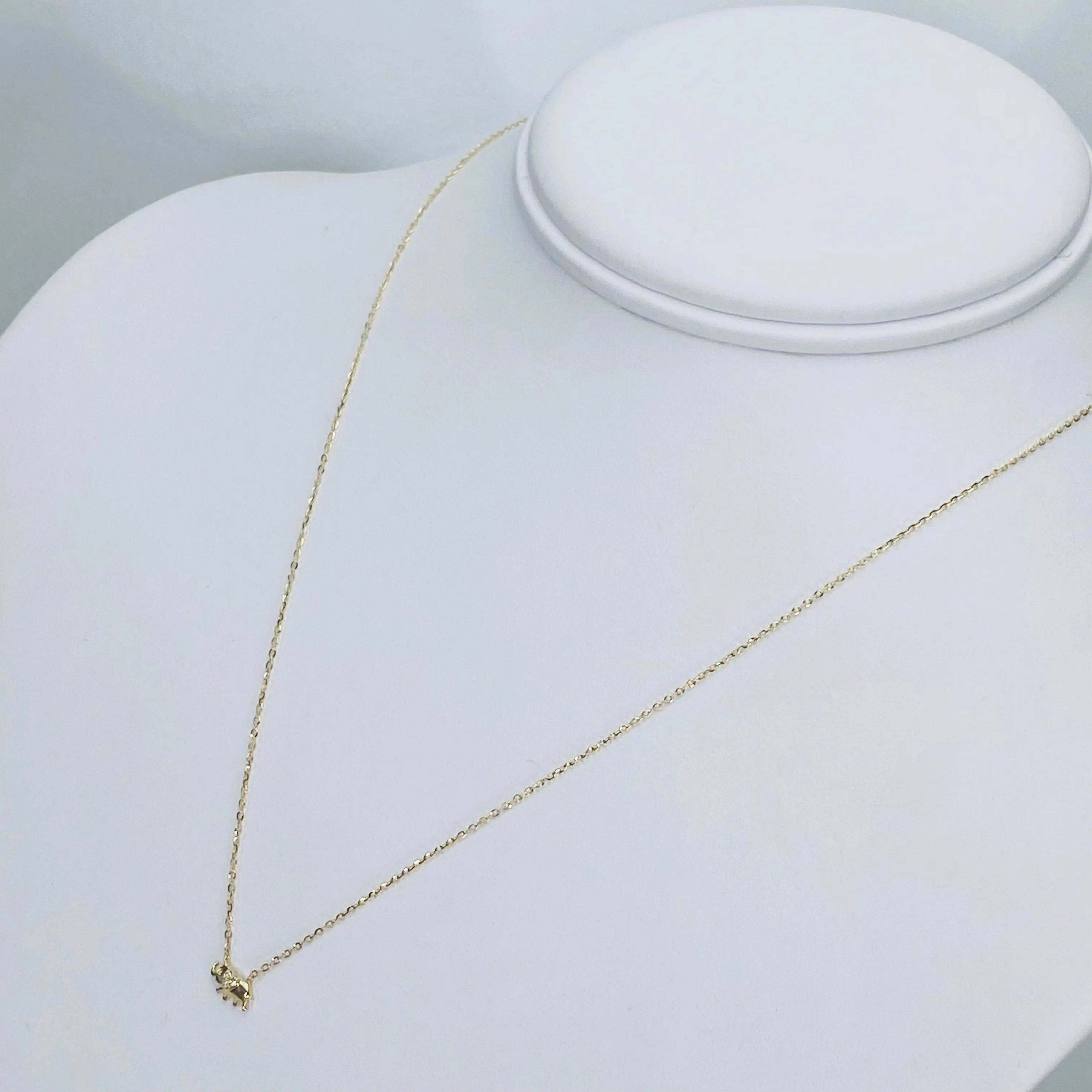 RESERVED: Dainty diamond Elephant necklace in yellow gold